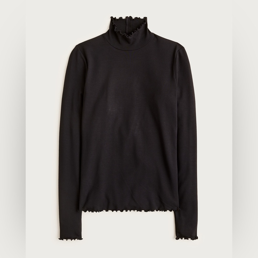 J Crew Refined rib lettuce-trim turtleneck CP549